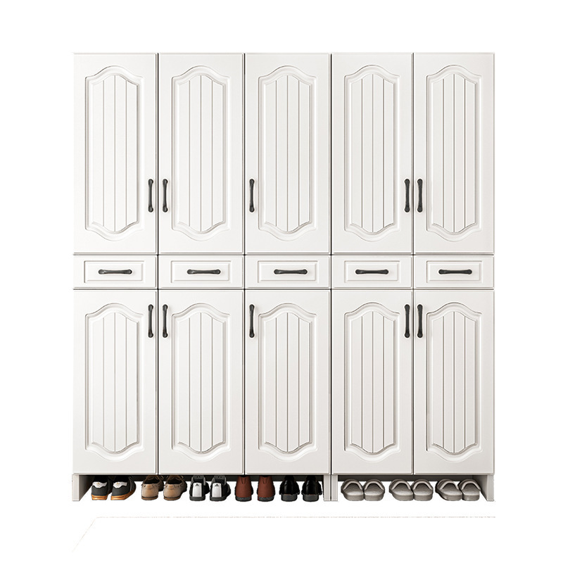 Modern light luxury rotating shoe rack cabinet storage Large storage 50 pairs shoes white modern wooden shoe cabinet