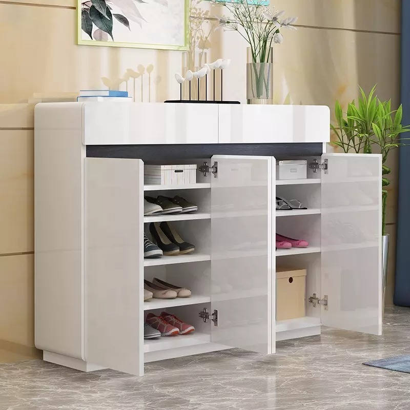 White modern wood 50 pairs shoe cabinet storage organizer home 3-Tier zapateras-de-madera-modern shoe racks