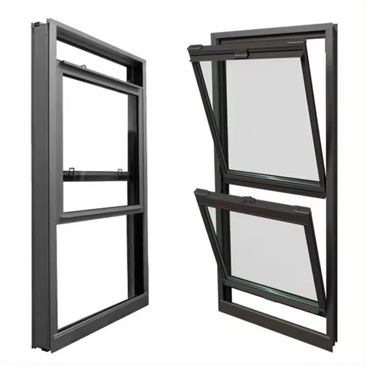 American style double glazed black thermal break aluminium horizontal sliding windows and doors with lock