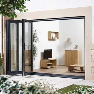 Modern Design Commercial Residential Lowes Glass Aluminum Bi Folding Accordion Bifold Sliding Exterior Door With Locks