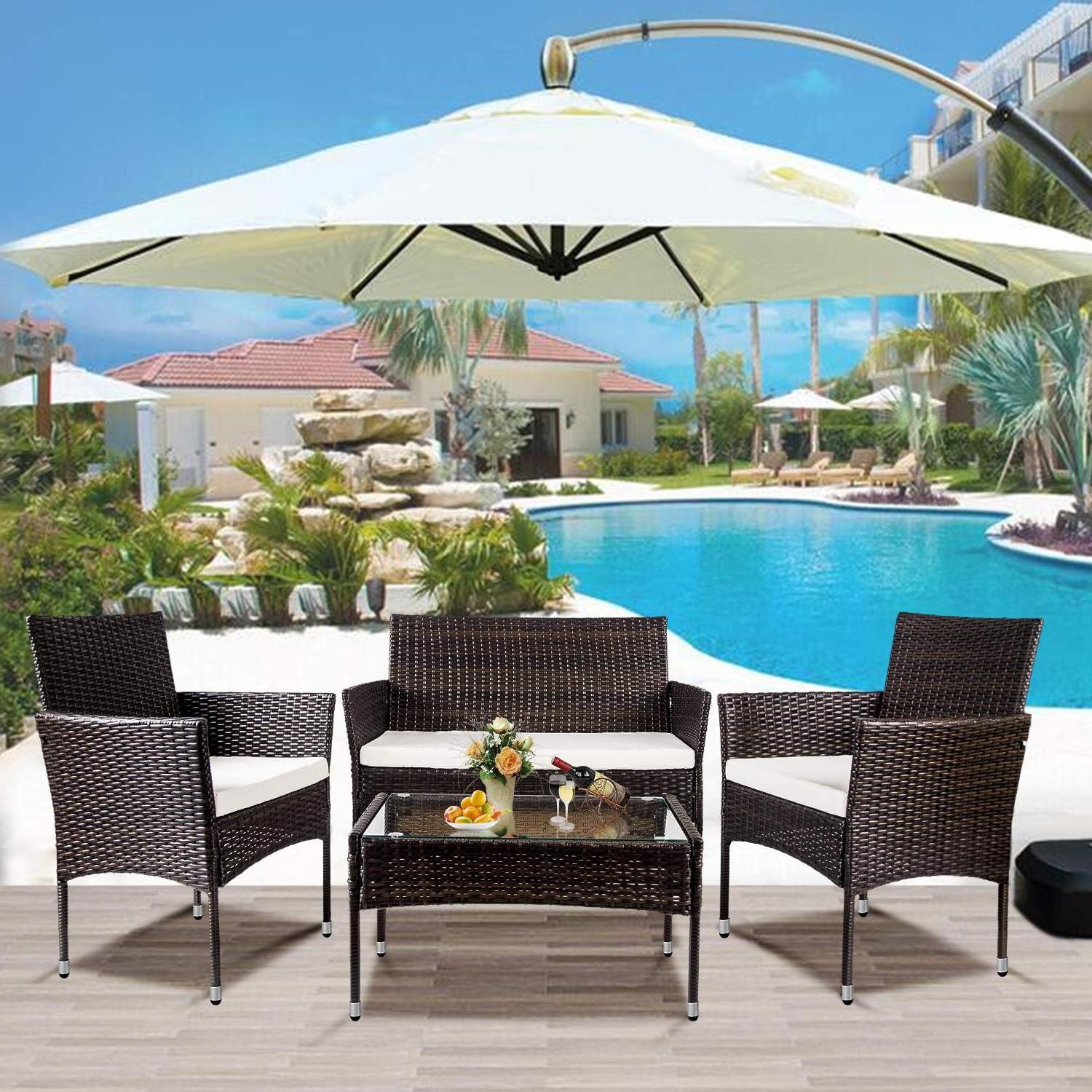 Fashionable Folding Patio Furniture Outdoor Garden lounge Sets table Chair Sets with Umbrella