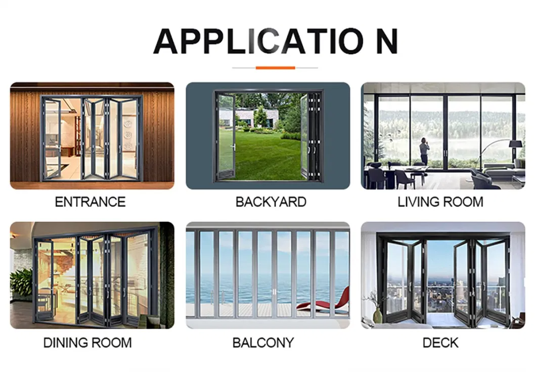 Modern USA Bifold Patio Door Balcony Exterior Accordion Doors Patio Double Glazing Folding Foldable Aluminium Doors