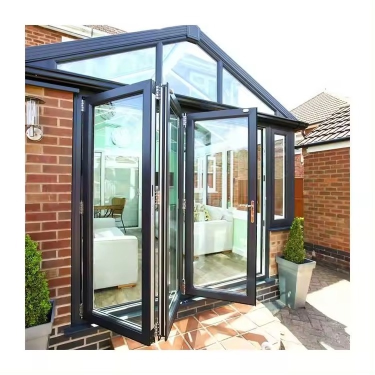 Modern USA Bifold Patio Door Balcony Exterior Accordion Doors Patio Double Glazing Folding Foldable Aluminium Doors