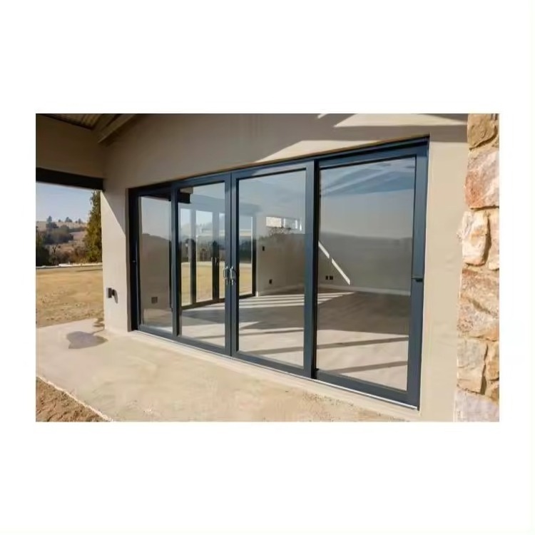 Custom Security High Impact 80PSF Hurricane Proof Sliding Door Aluminium Patio Door With Tinted Glass For Villa