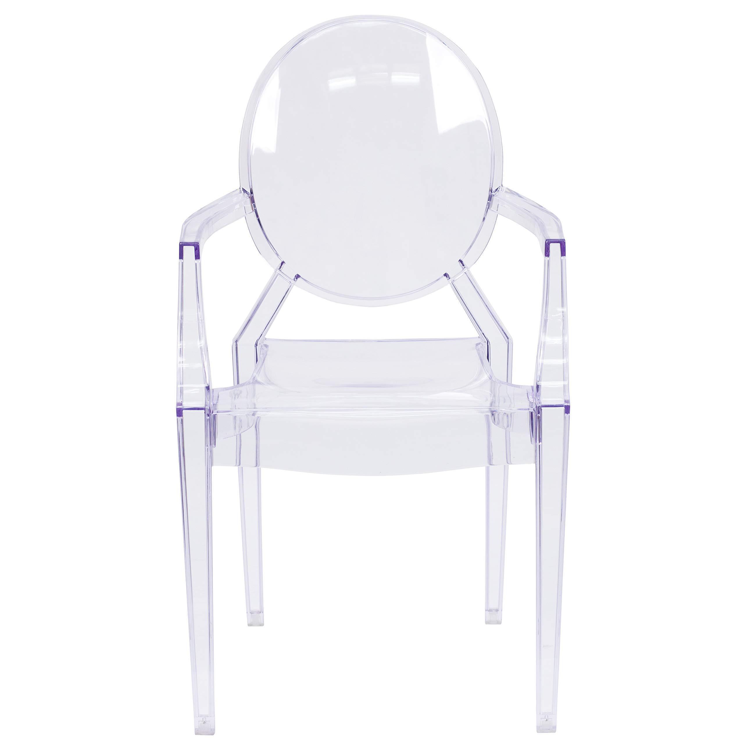 Flash Furniture Ghost clear vanity chair throne acrylic transparent Chair with Arms in Transparent Crystal