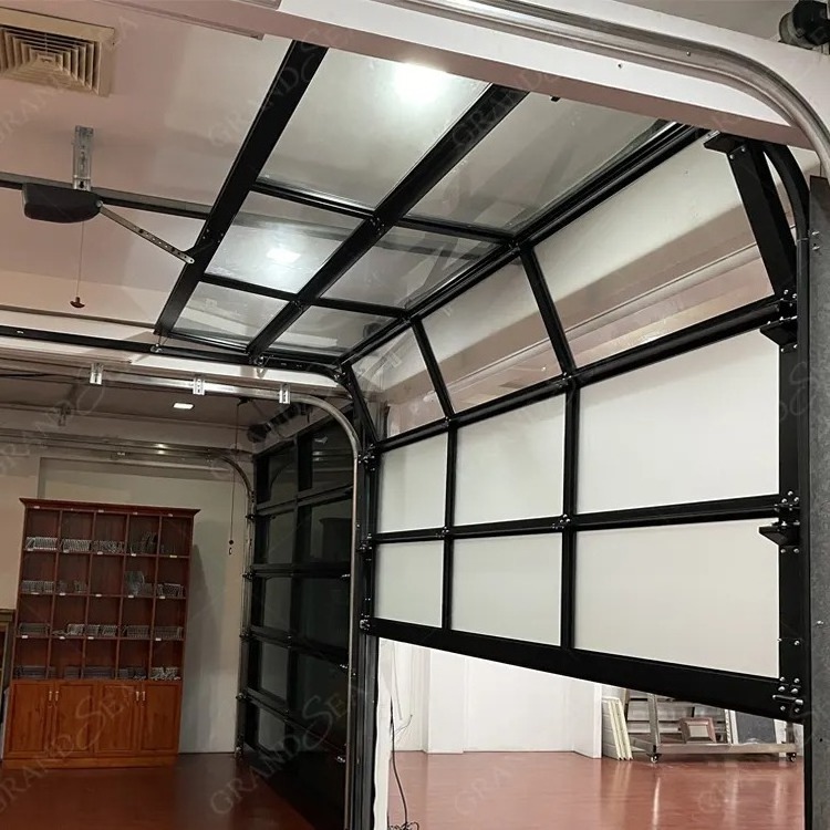 Master Well Modern Aluminum Alloy Tempered Glass Panel Full View Garage Door Price Plexiglass Overhead Glass Garage Door foshan