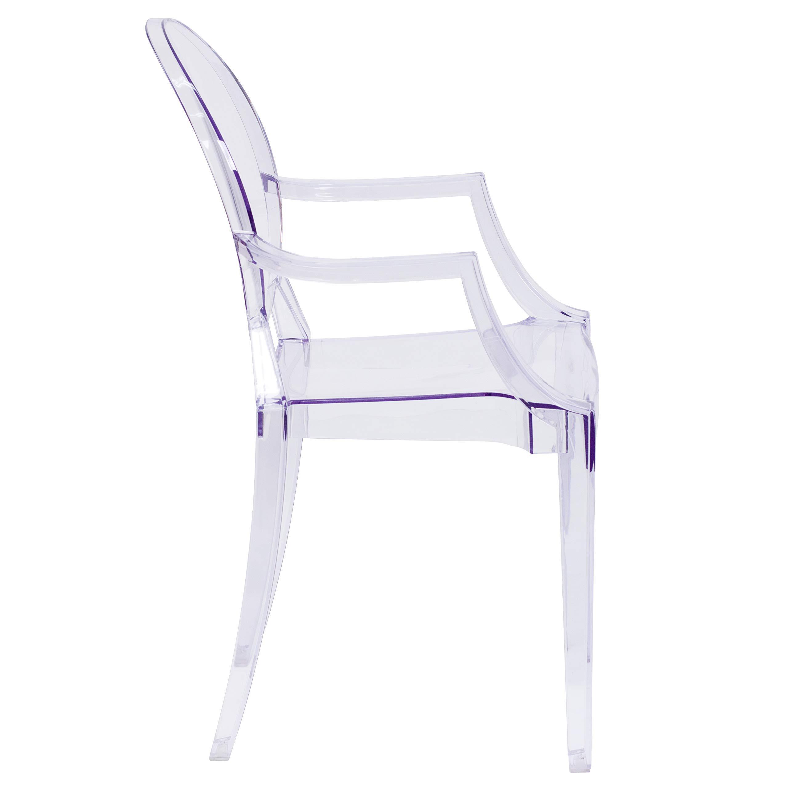 Flash Furniture Ghost clear vanity chair throne acrylic transparent Chair with Arms in Transparent Crystal