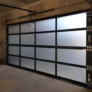 Master Well Modern Aluminum Alloy Tempered Glass Panel Full View Garage Door Price Plexiglass Overhead Glass Garage Door foshan