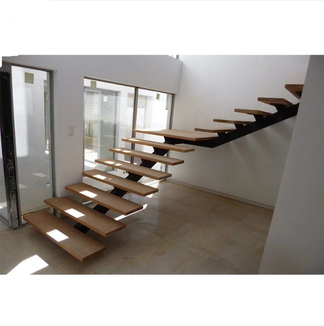 Glass Railing Metal Staircase Indoor Thicken The Central Spine Stair Wooden Stairs Mono Stringer Staircase