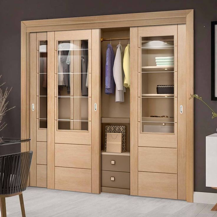 Factory Price Cloth Storage Closet Wardrobe Customized Bedroom Wall Bulit-in Design Solid Wooden Clothing Wardrobe Cabinet