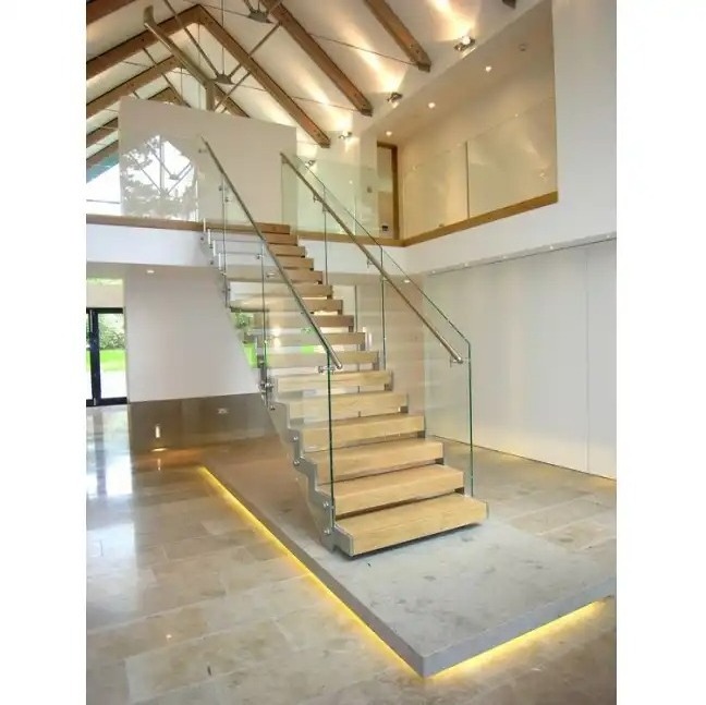 Interior Villa Sale Stair Kit Railing Staircase Balcony LED Stair Cantilevered Opening Floating Staircase Kit