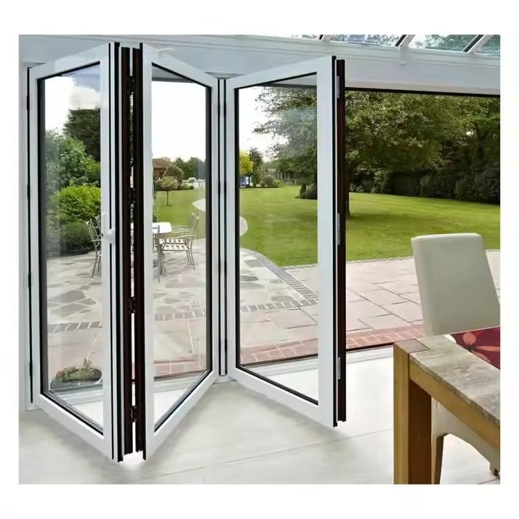 Modern USA Bifold Patio Door Balcony Exterior Accordion Doors Patio Double Glazing Folding Foldable Aluminium Doors