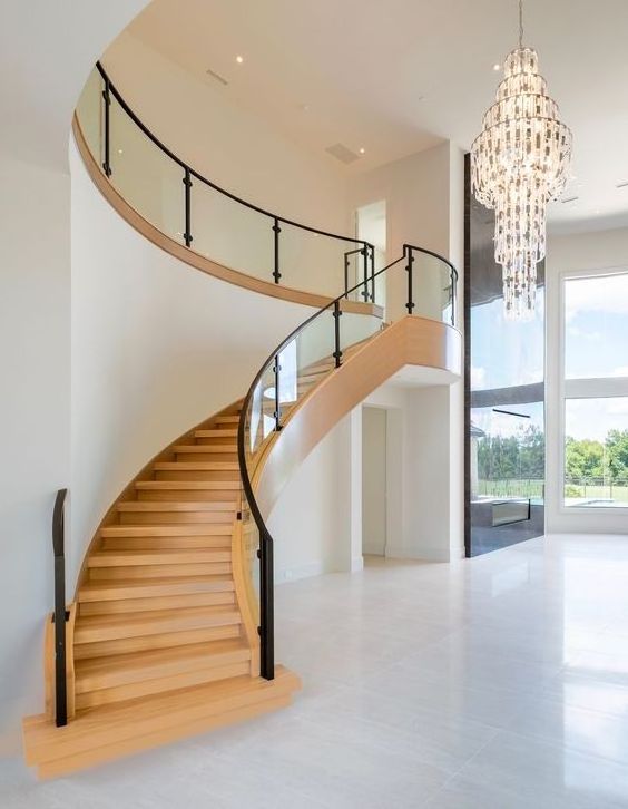 Curved Wood Stairs Nosing Folding Solid Wood Steps Curved Slide Sprial Basement Stairs Acrylic Interior Stair Railings