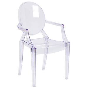 Flash Furniture Ghost clear vanity chair throne acrylic transparent Chair with Arms in Transparent Crystal