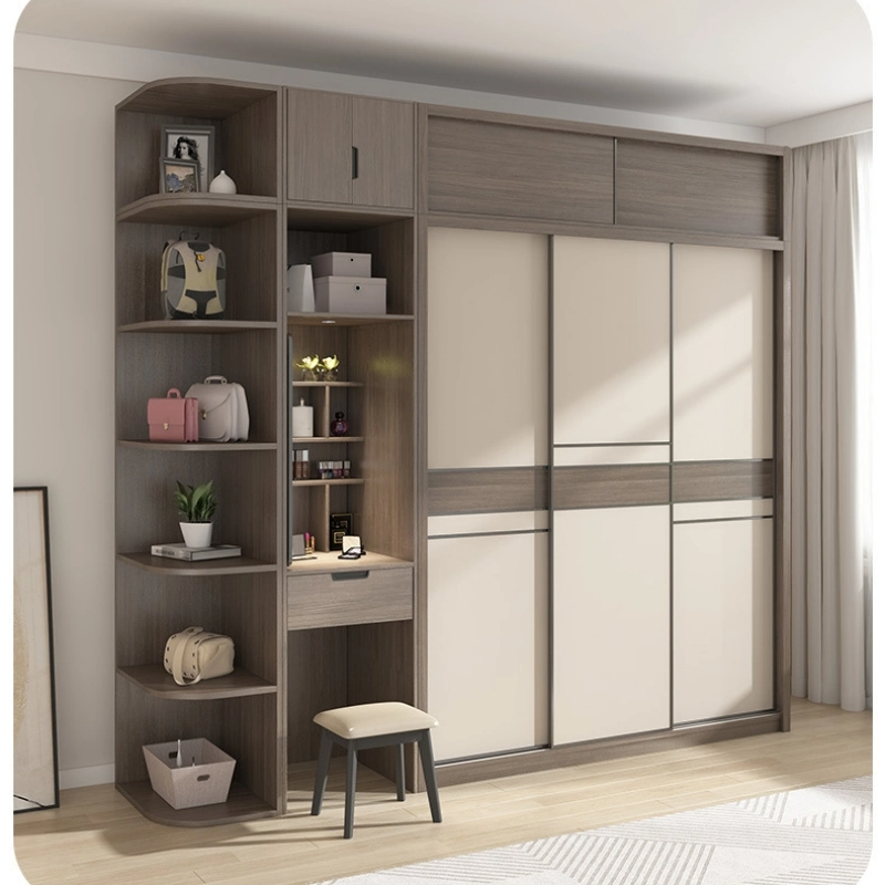 Latest Design Sliding Door Closet Apartment Modern Wood Wardrobe Bedroom Furniture Wood Doors Closet Armoire