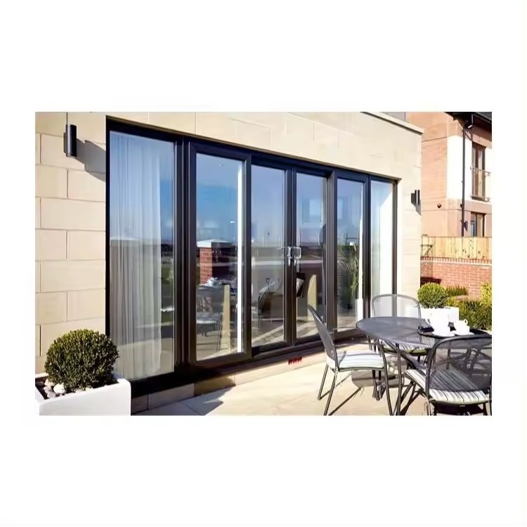 Custom Security High Impact 80PSF Hurricane Proof Sliding Door Aluminium Patio Door With Tinted Glass For Villa