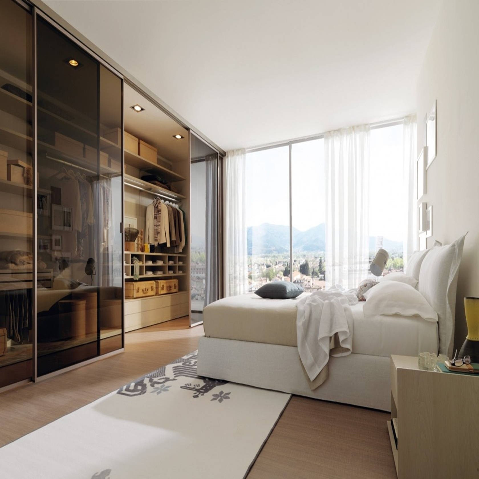 Australian style modern bedroom pvc glass sliding door wardrobe for sale