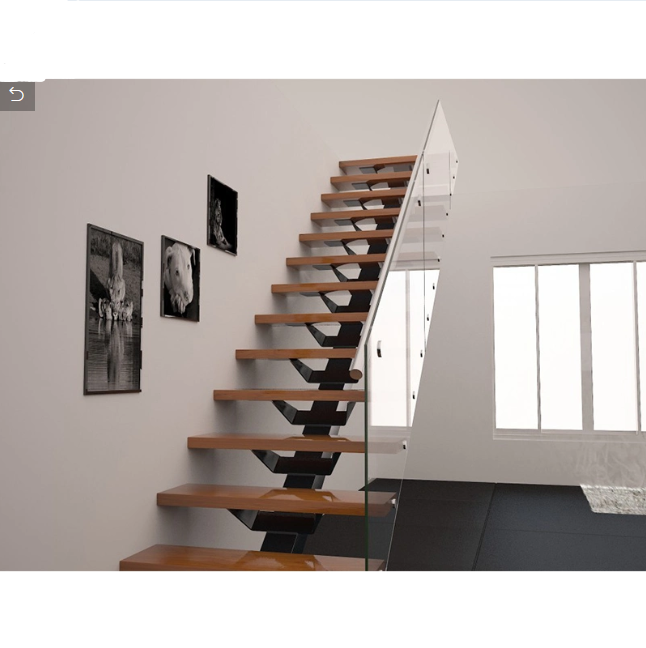 Glass Railing Metal Staircase Indoor Thicken The Central Spine Stair Wooden Stairs Mono Stringer Staircase