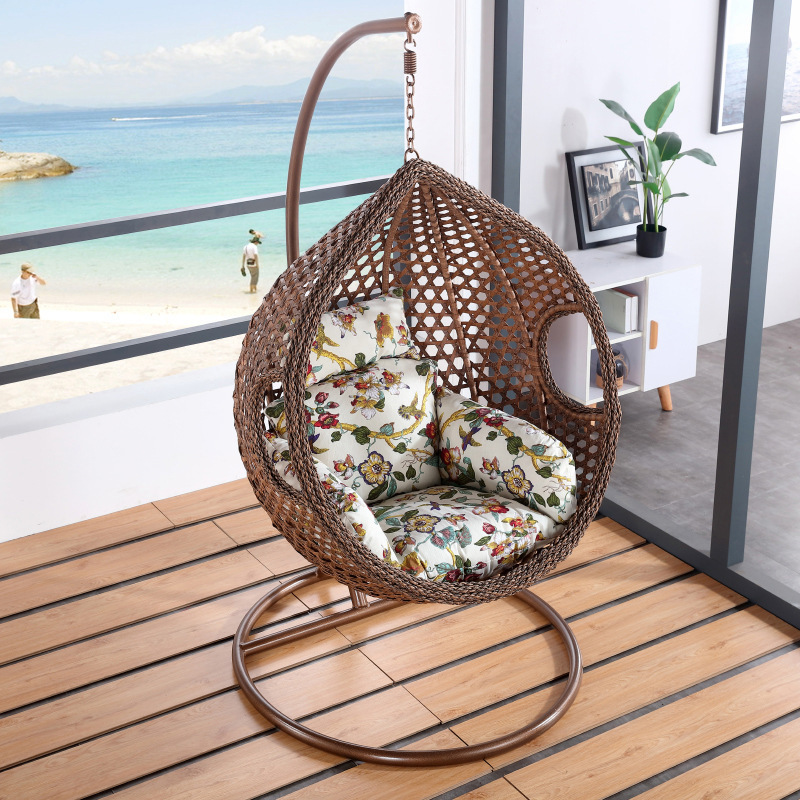 High quality outside furniture Patio Swings Double Egg Rattan Swing Chair Hanging Chair rattan hanging chair with Metal Stand