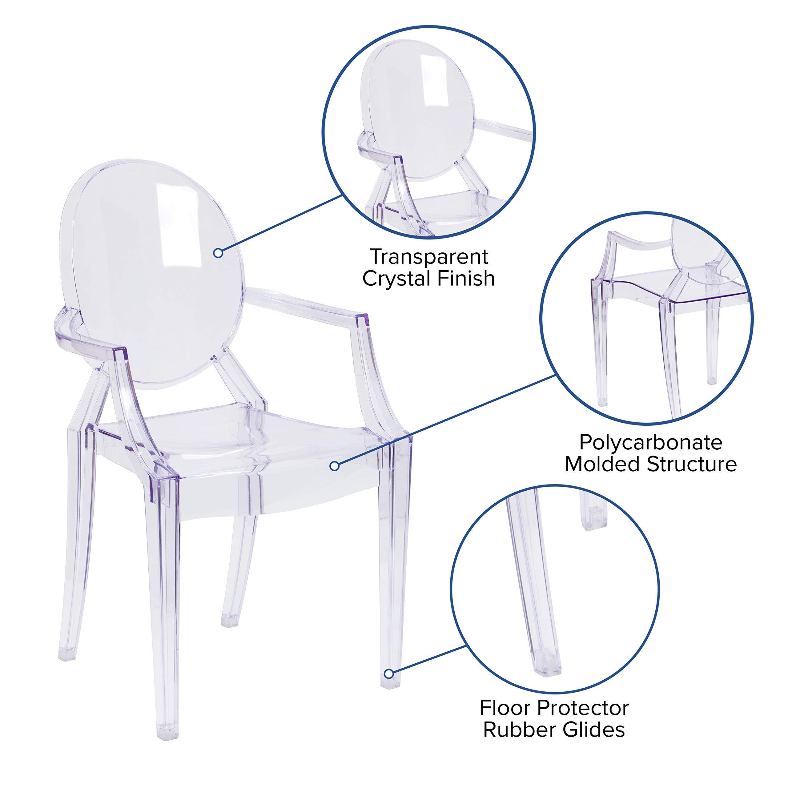 Flash Furniture Ghost clear vanity chair throne acrylic transparent Chair with Arms in Transparent Crystal