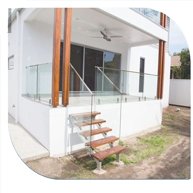 Aluminium Decking Balcony tempered glass railing for balcony 10mm 12mm glass frameless balustrade fence with led light