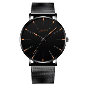 WholeSale Simple Design Black Silver Mesh Strap Steel Men And Women Wrist Watches Classic Analog Watch for men  montre homme