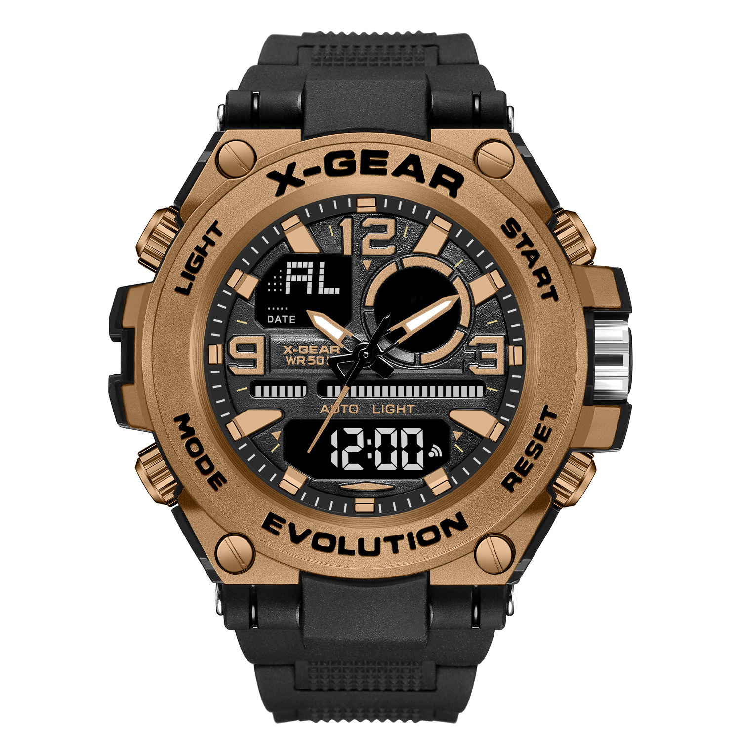 X-gear Men Digital Quartz Watch Water Resist 5 Bar Analog Waterproof Watches Man Design Sport Watch