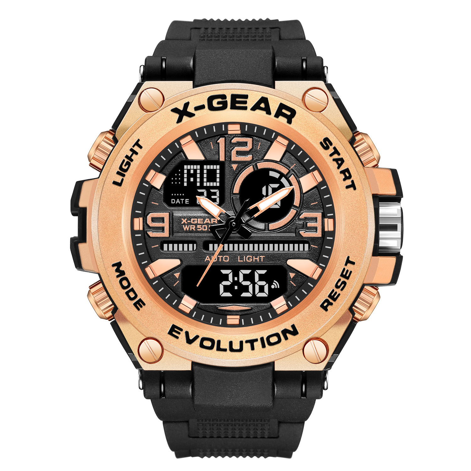 X-gear Men Digital Quartz Watch Water Resist 5 Bar Analog Waterproof Watches Man Design Sport Watch