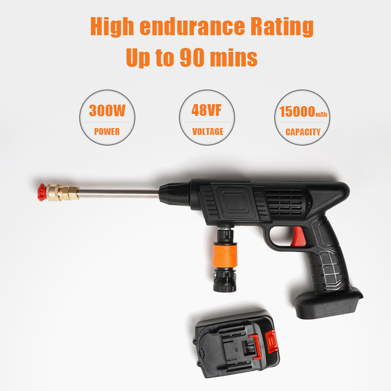 Cordless Portable High Pressure Electric Car Washer Gun 24V Rechargeable Battery Power Car Jet Wash Spray Foam Cleaning Gun Kits