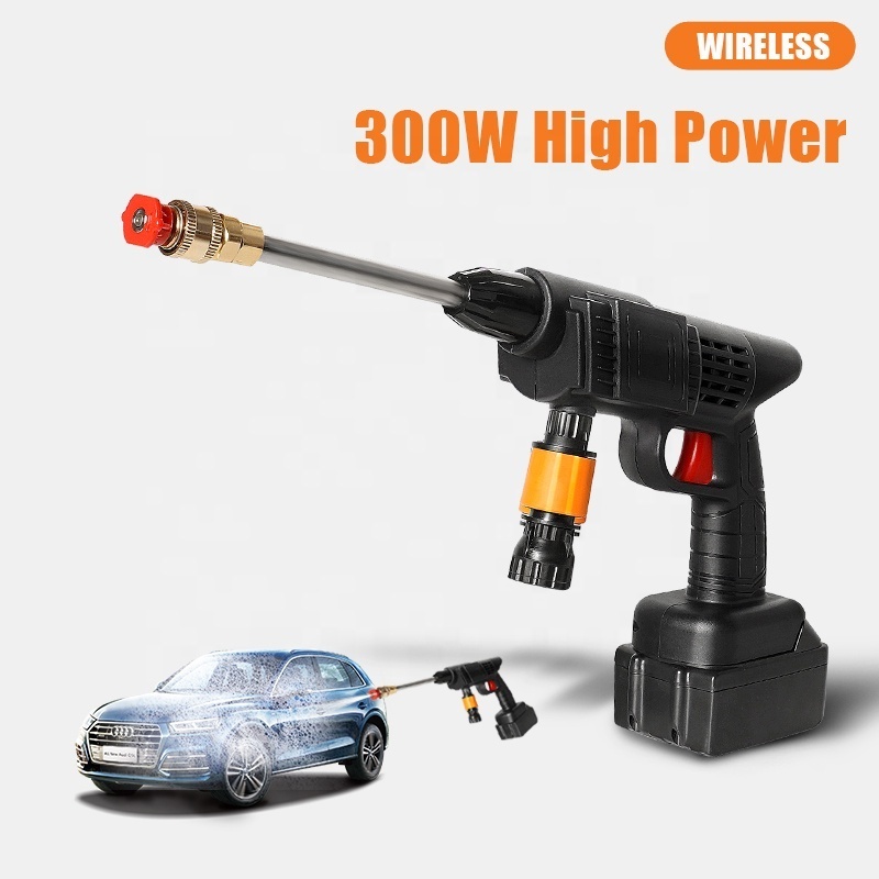 Portable High Pressure Electric Car Washer Gun 24V Rechargeable Battery Spray Foam Cleaning Gun Kit Cordless Power Cleaner