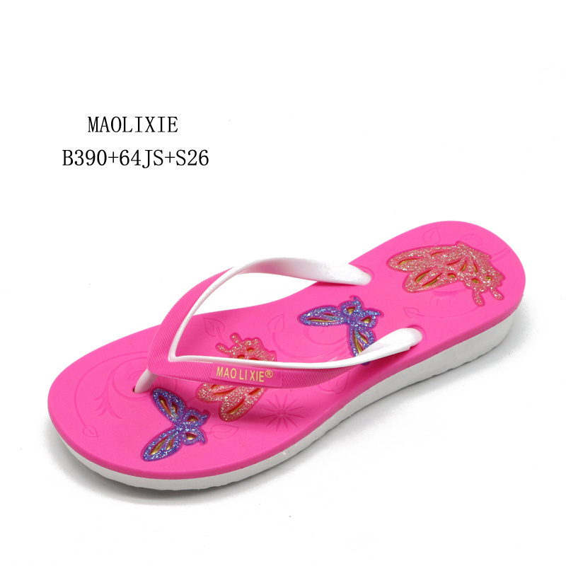 MLXY new fashion bathroom slippers pvc cheap chappal ladies high heel beach flip flops