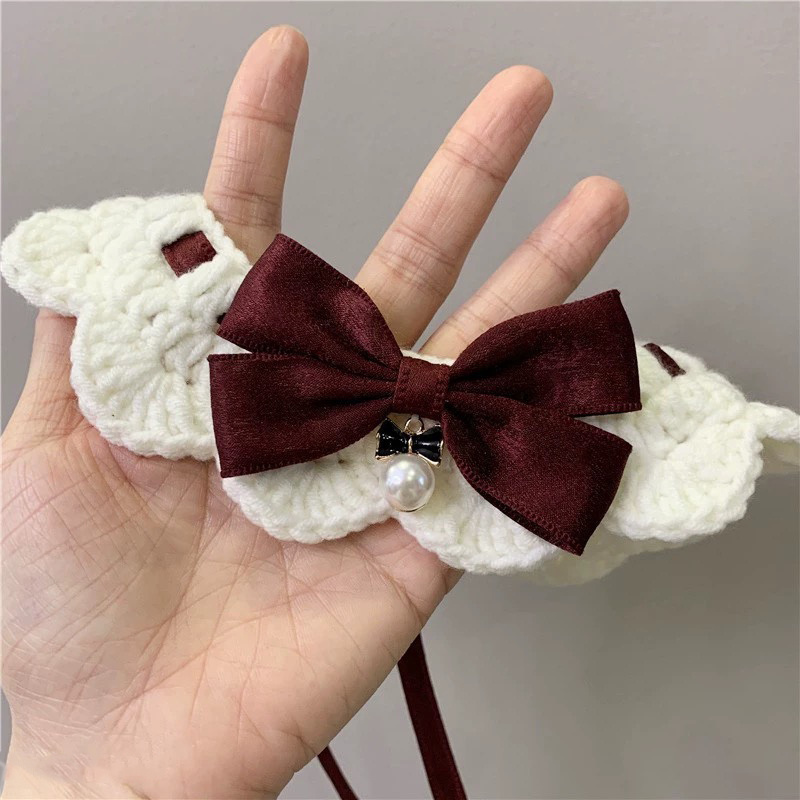 Pet Clothes Luxury Knitting Bow Tie Scarf Cat Accessories Rabbit Accessories Pet Collars