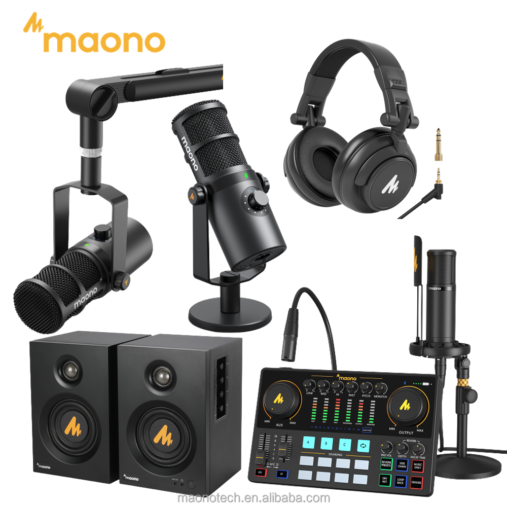 MAONO BM800 Pro Microphone Mixer Audio Dj Condenser Sound Card Live Broadcast MIC Stand USB Wireless Recording Professional Game