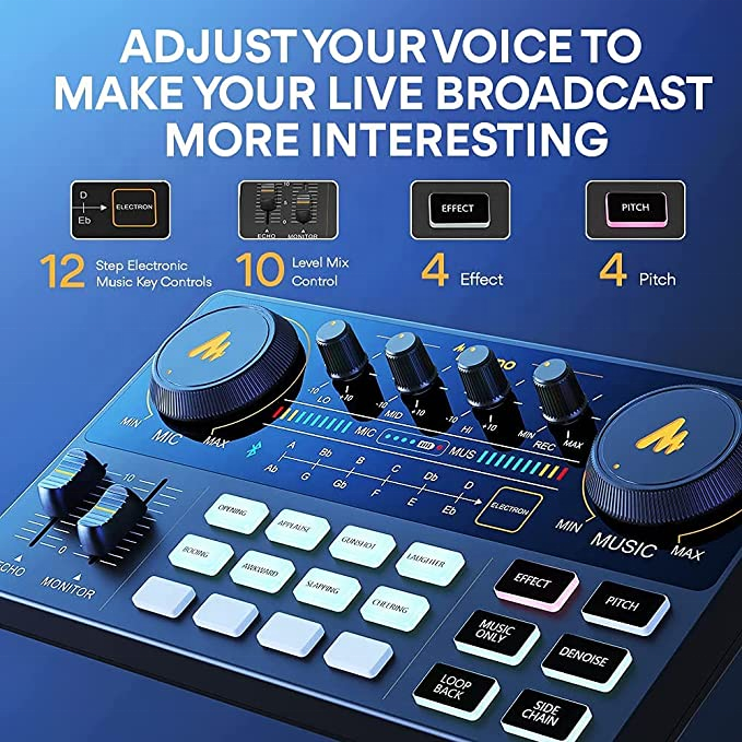 MAONOCASTER AM200S4 USB Sound Card Studio Recording with 25mm XLR Condenser Microphone Live Streaming Podcast Equipment Bundles