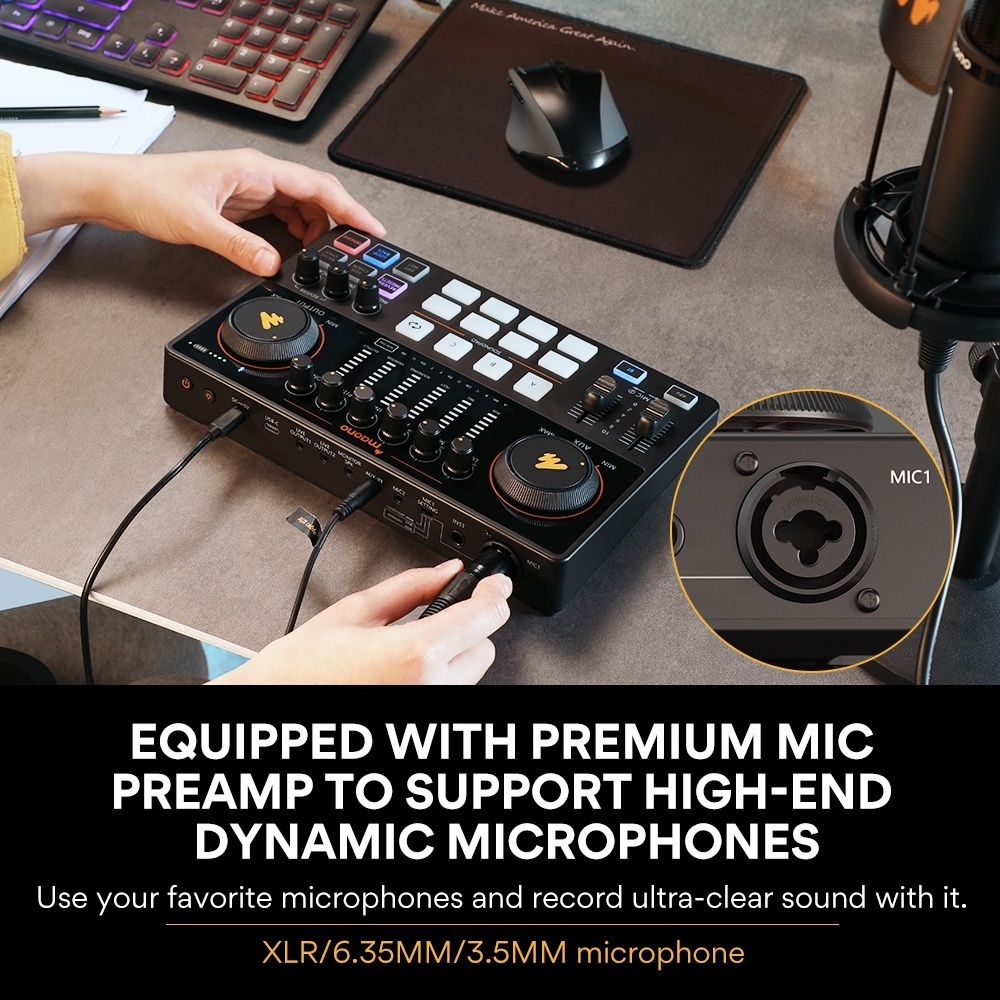 MAONOCASTER Podcast Equipment Bundles Audio Mixers Condenser Microphones Monitor Headphones Speaker Audio Interfaces Sound Cards