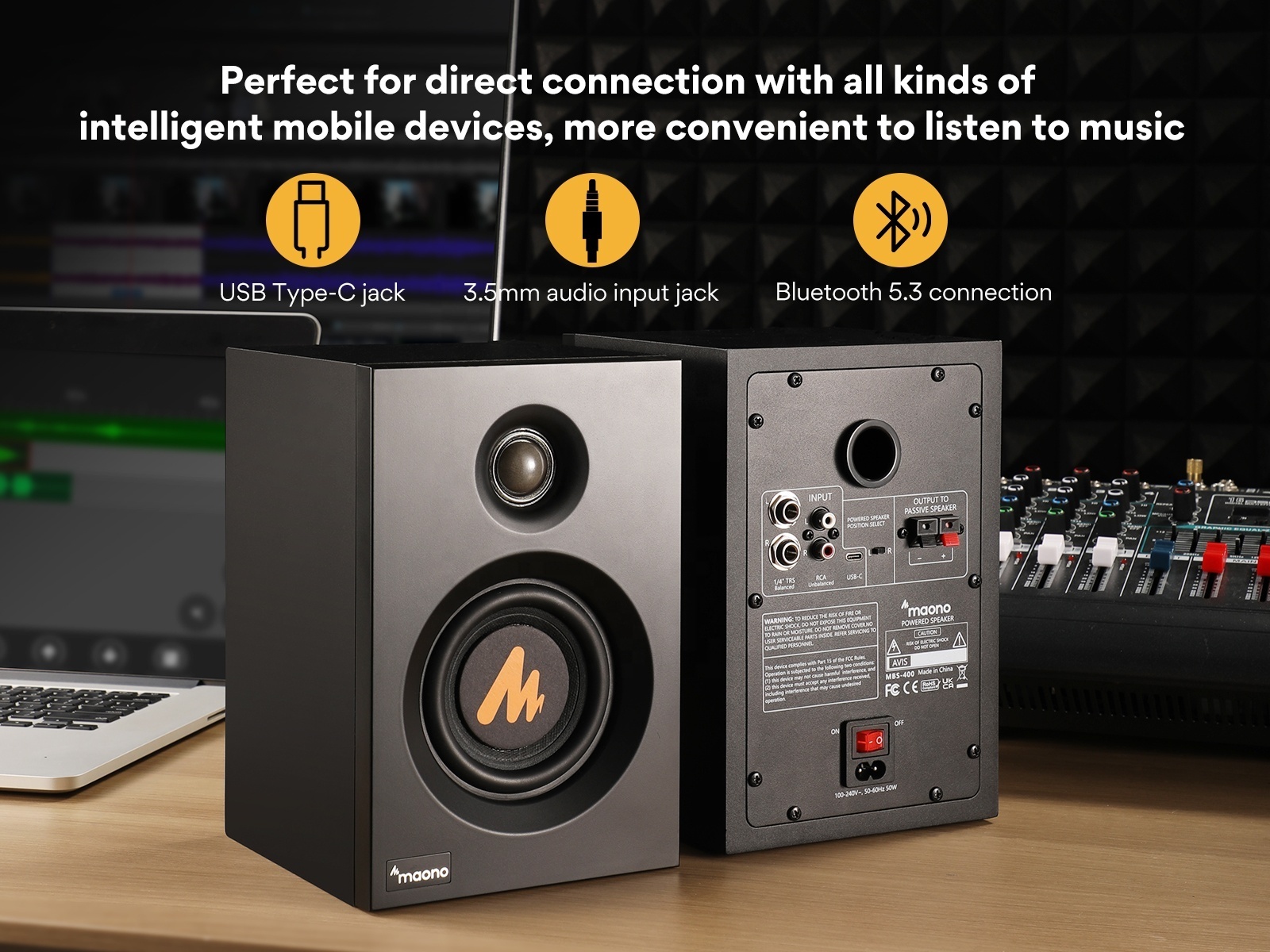 Maono Professional Studio Recording Monitor Speaker Stereo Audio Active Speaker Studio Monitor Sound Equipment Amplifier Speaker