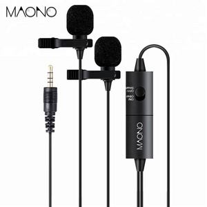 MAONO Dual Head with Collar Noise reduction electret lapel lavalier microphone