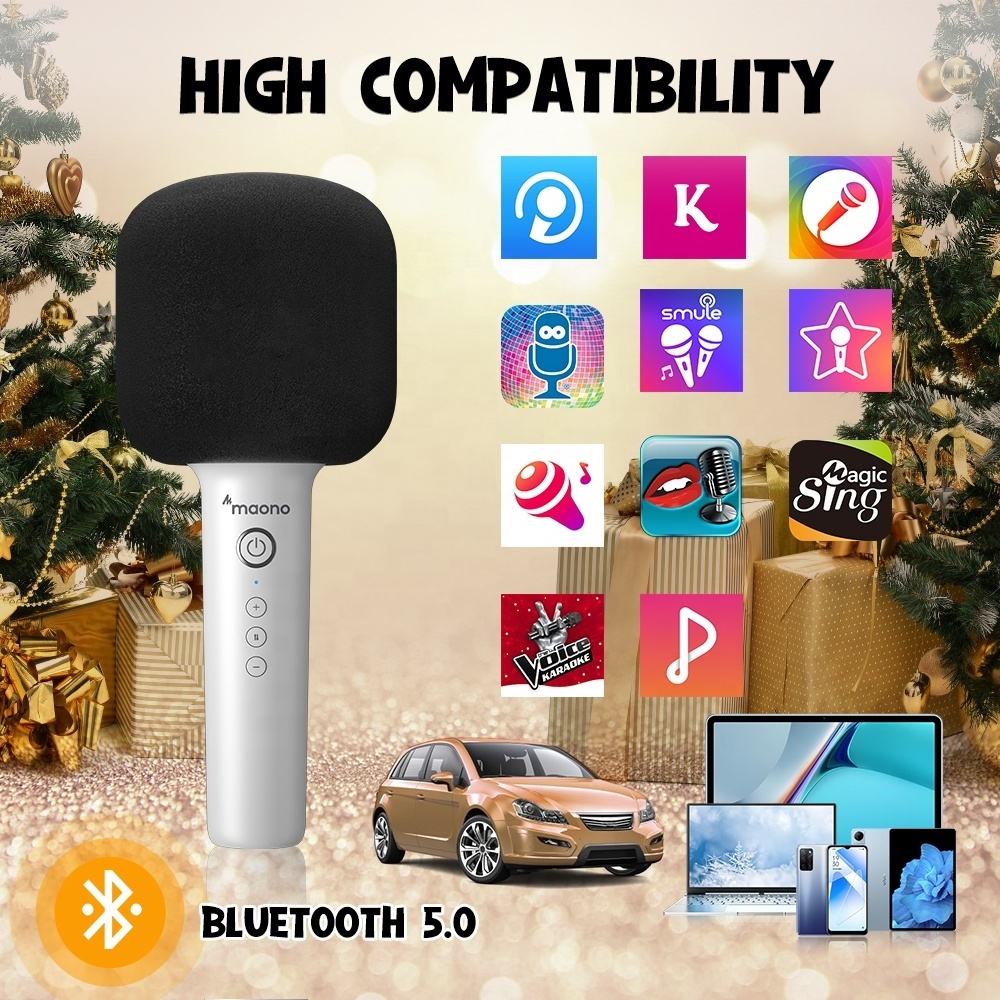 MAONO HiFi Karaoke Mic Portable 3 in 1 Handheld Mic with BT 5.0 Speaker for Computers Party Mini Kid Wireless Karaoke Microphone