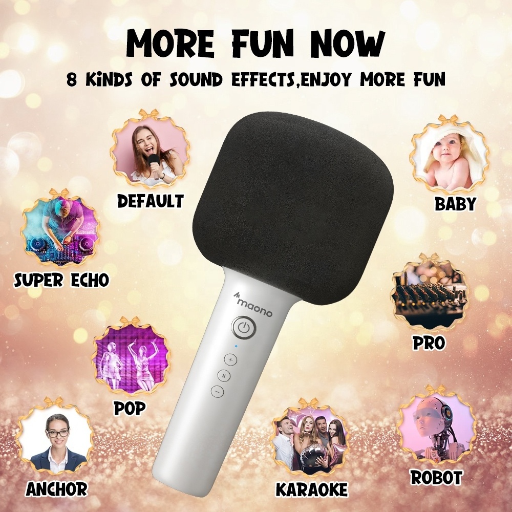 MAONO HiFi Karaoke Mic Portable 3 in 1 Handheld Mic with BT 5.0 Speaker for Computers Party Mini Kid Wireless Karaoke Microphone