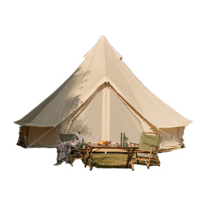 Luxury 6M Canvas Cotton Teepee Mongolian Tent Waterproof Family Camping House Glamping Bell Yurt