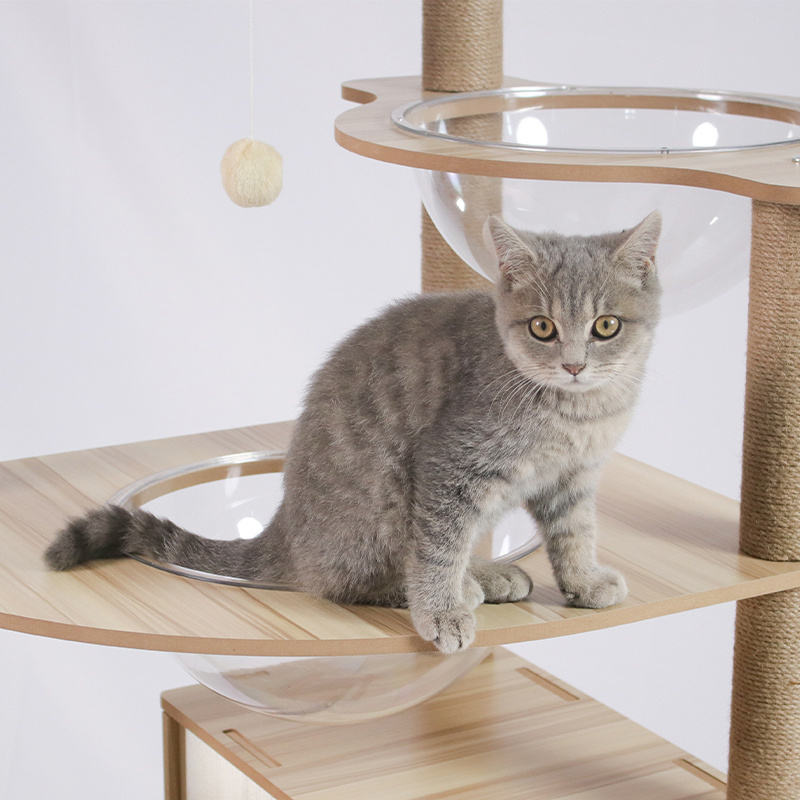 Cat Jumping Tower Climbing Pets Supplies Scratching House Posts Wooden Large Space Capsule Cat Condo Luxury Modern Cat Tree