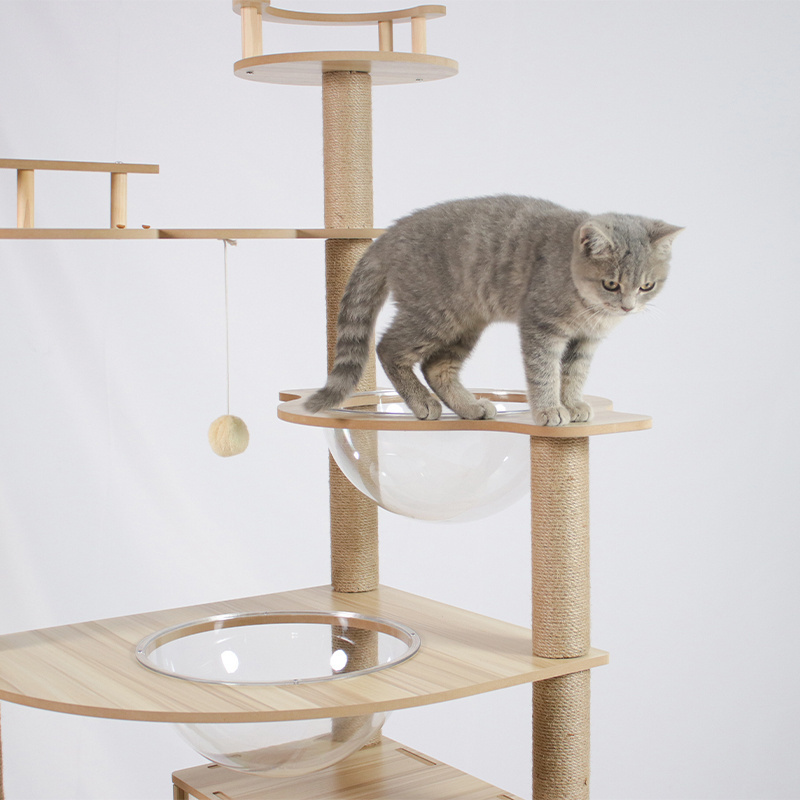 Cat Jumping Tower Climbing Pets Supplies Scratching House Posts Wooden Large Space Capsule Cat Condo Luxury Modern Cat Tree