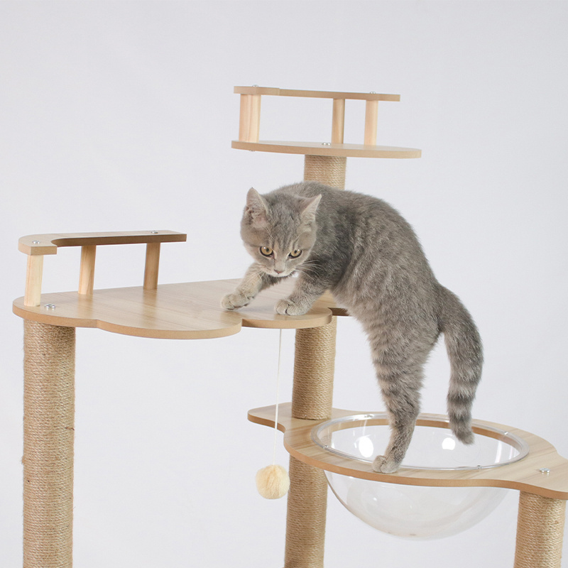 Cat Jumping Tower Climbing Pets Supplies Scratching House Posts Wooden Large Space Capsule Cat Condo Luxury Modern Cat Tree