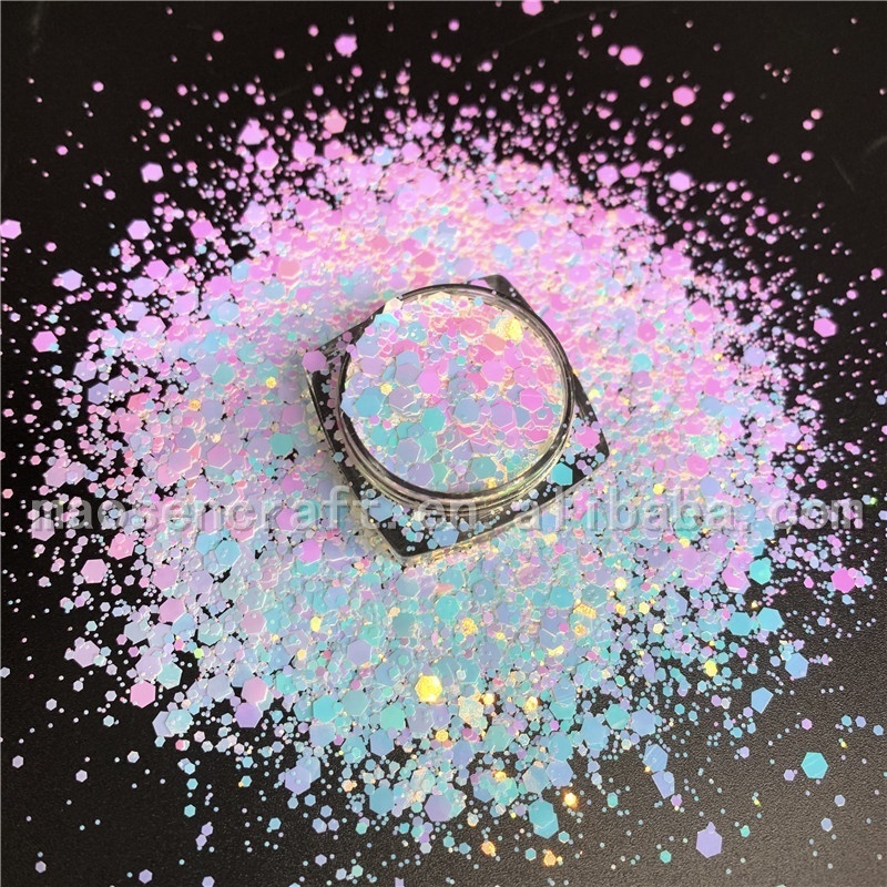 Pet Bulk Snow White Mixed Glitter For Tumbler Crafts DIY Handwork