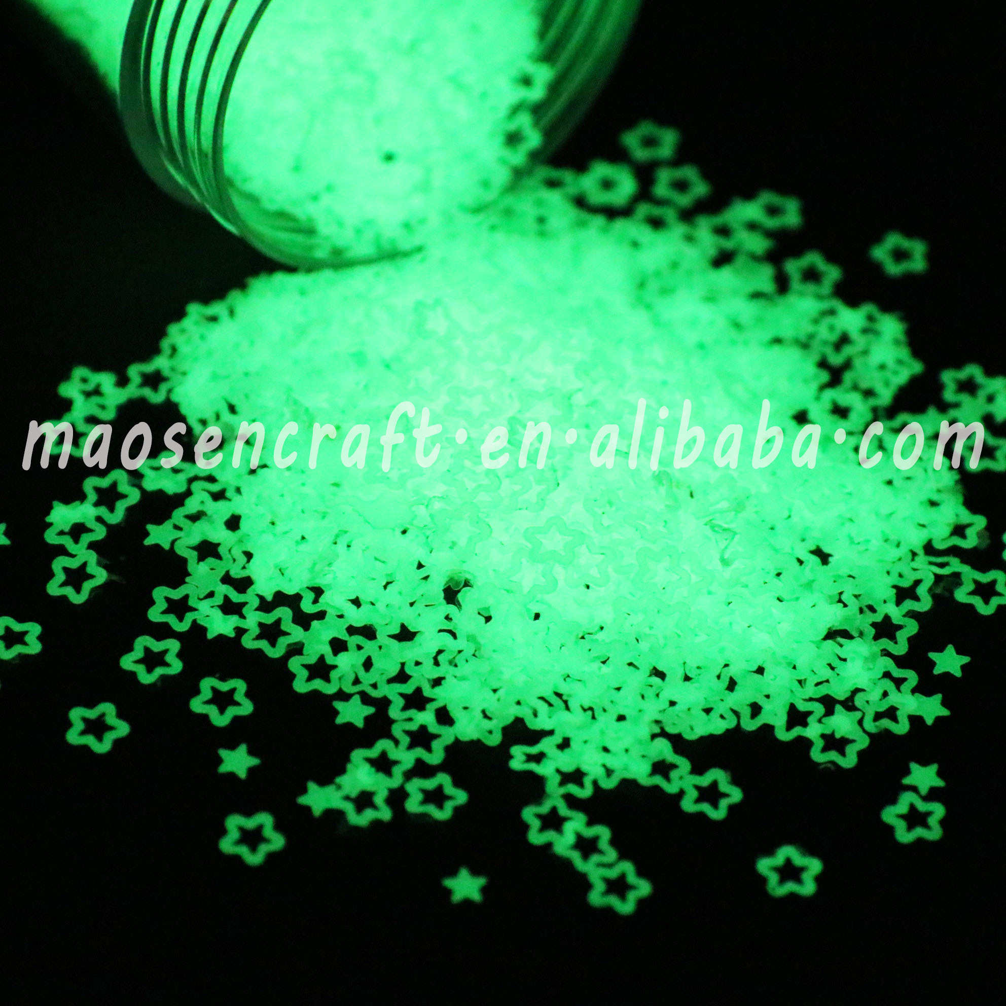 New Design Glow Hollow Star In Dark Shaped Glitter Green Glow