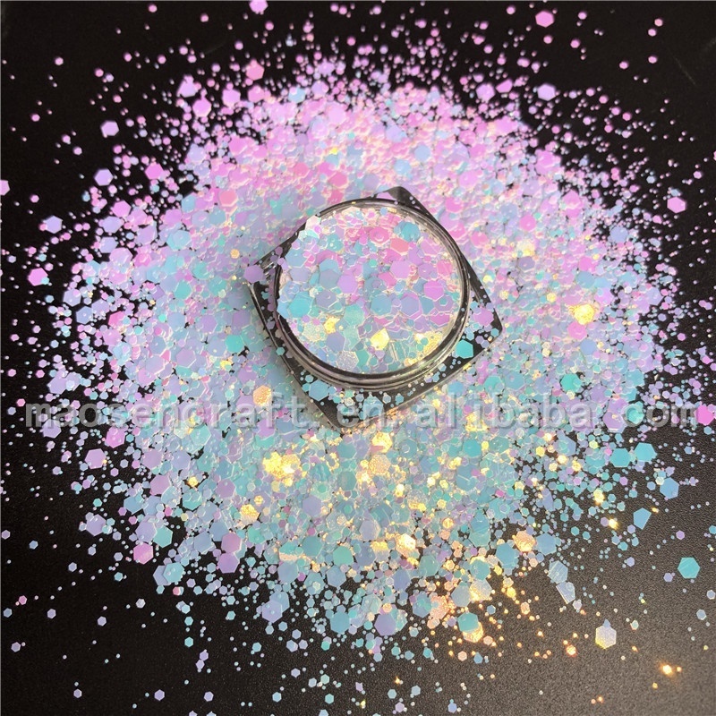 Pet Bulk Snow White Mixed Glitter For Tumbler Crafts DIY Handwork