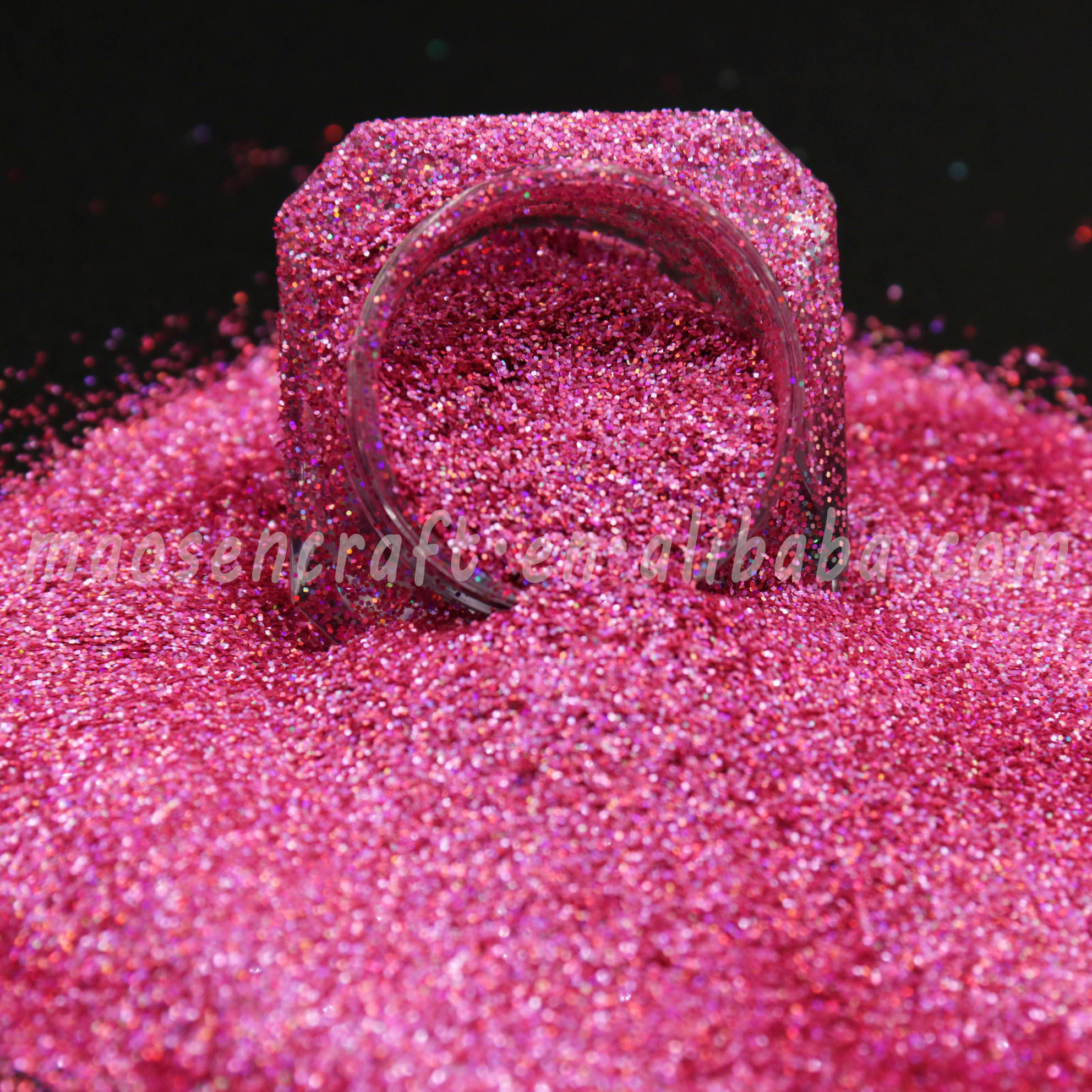 Wholesale Eco-friendly Polyester Rouge Pink Glitter For Cosmetic