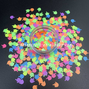 Latest Desgin High Quality Rainbow Neon Confetti Chunky Matte Middle Finger Shape Glitter For Resin Epoxy