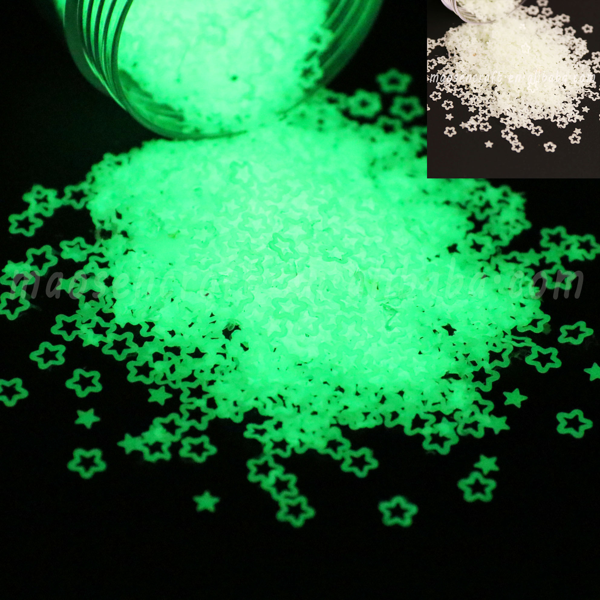 New Design Glow Hollow Star In Dark Shaped Glitter Green Glow