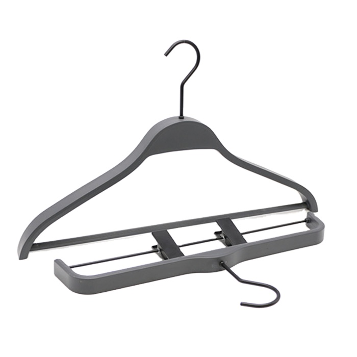 White color wooden hanger for clothes and pants